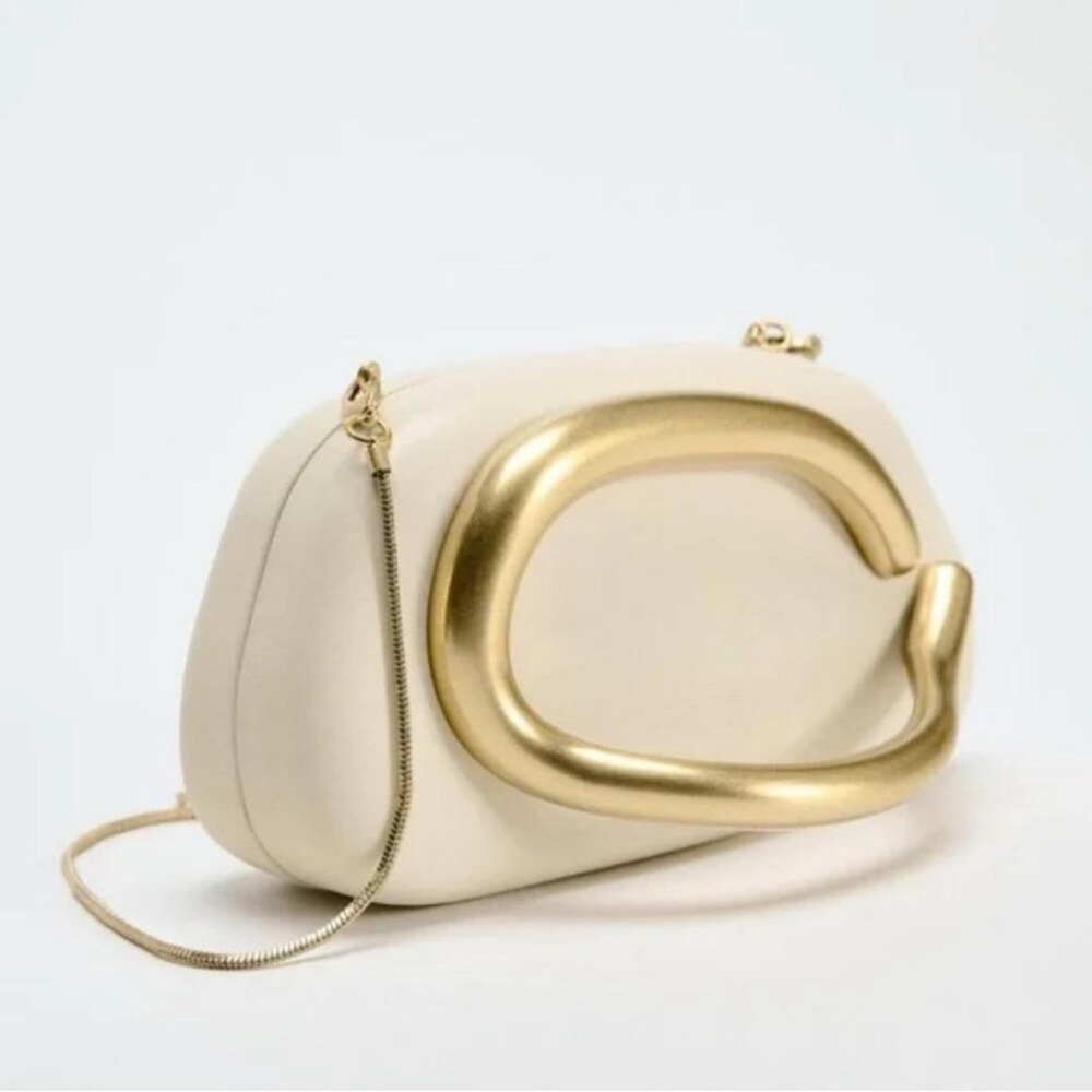 ZARA GOLD CLOSURE BOX CLUTCH